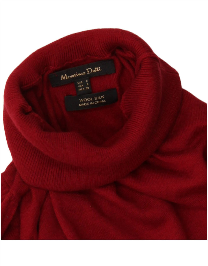 Pulover pentru damă Massimo Dutti cu gât rulat din lână roșie mică UK 10