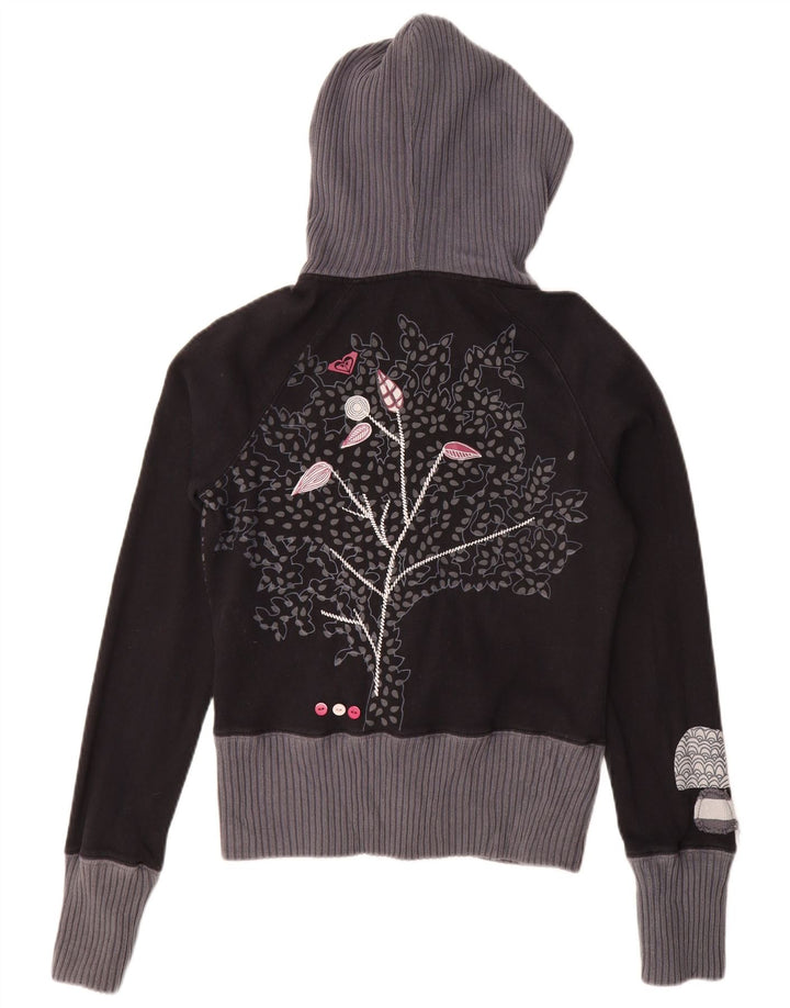 Pulover Roxy Crop Graphic Zip pentru femei UK 12 Medium Black Floral
