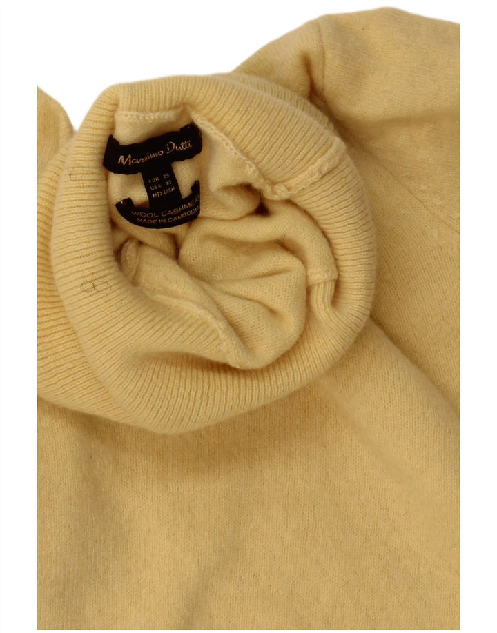 Pulover pentru femei Massimo Dutti cu gât rulat, UK 6 XS, lână galbenă