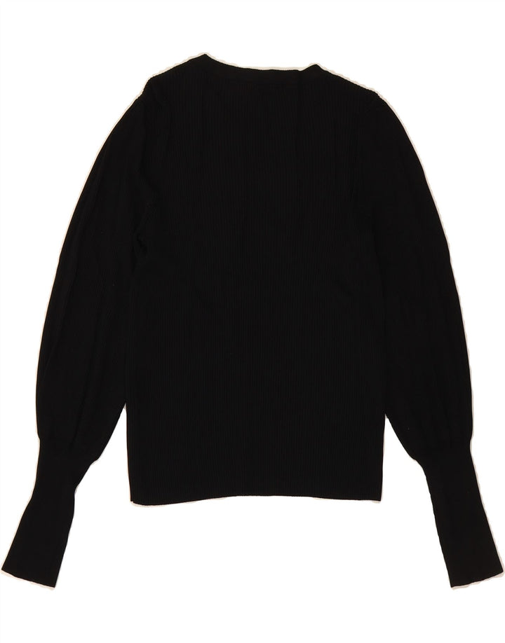 ZARA Womens Crew Neck Jumper Sweater UK 12 Medium Black Viscose Vintage Zara and Second-Hand Zara from Messina Hembry 