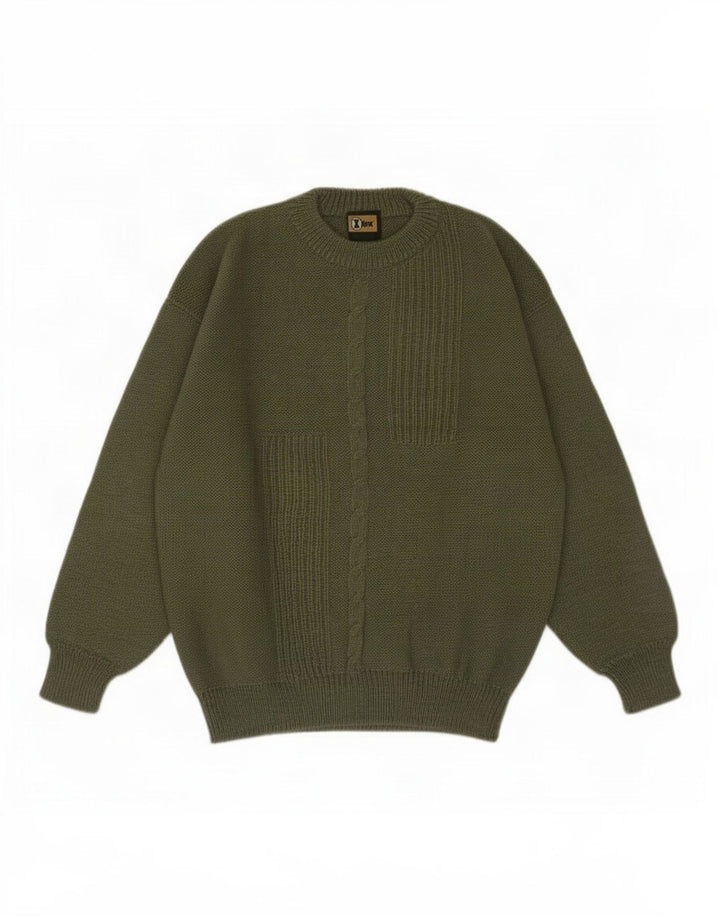 Pulover vintage pentru bărbați cu gât roșu IT 50 verde mediu