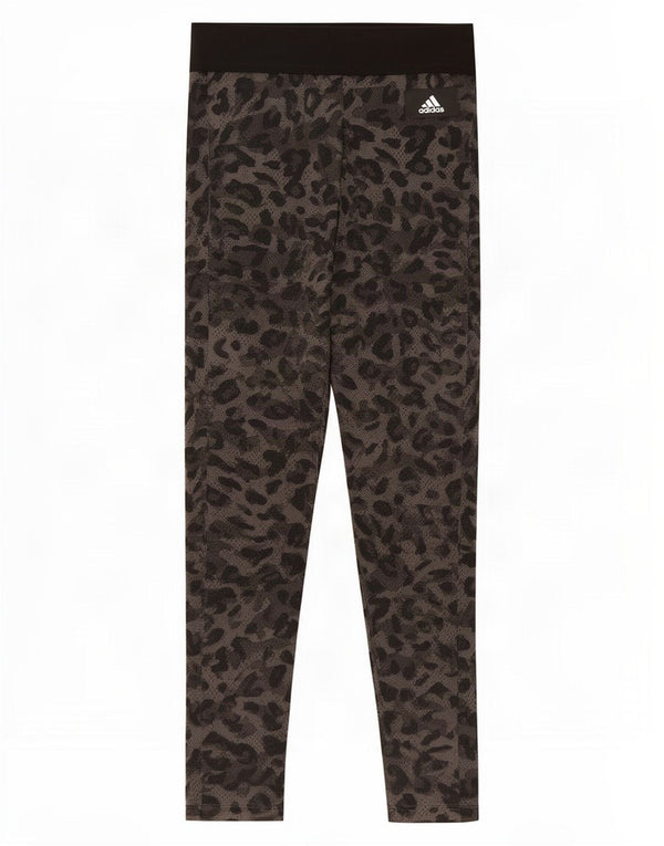 Leggings crop pentru femei Adidas UK 8/10 Small Gri Animal Print