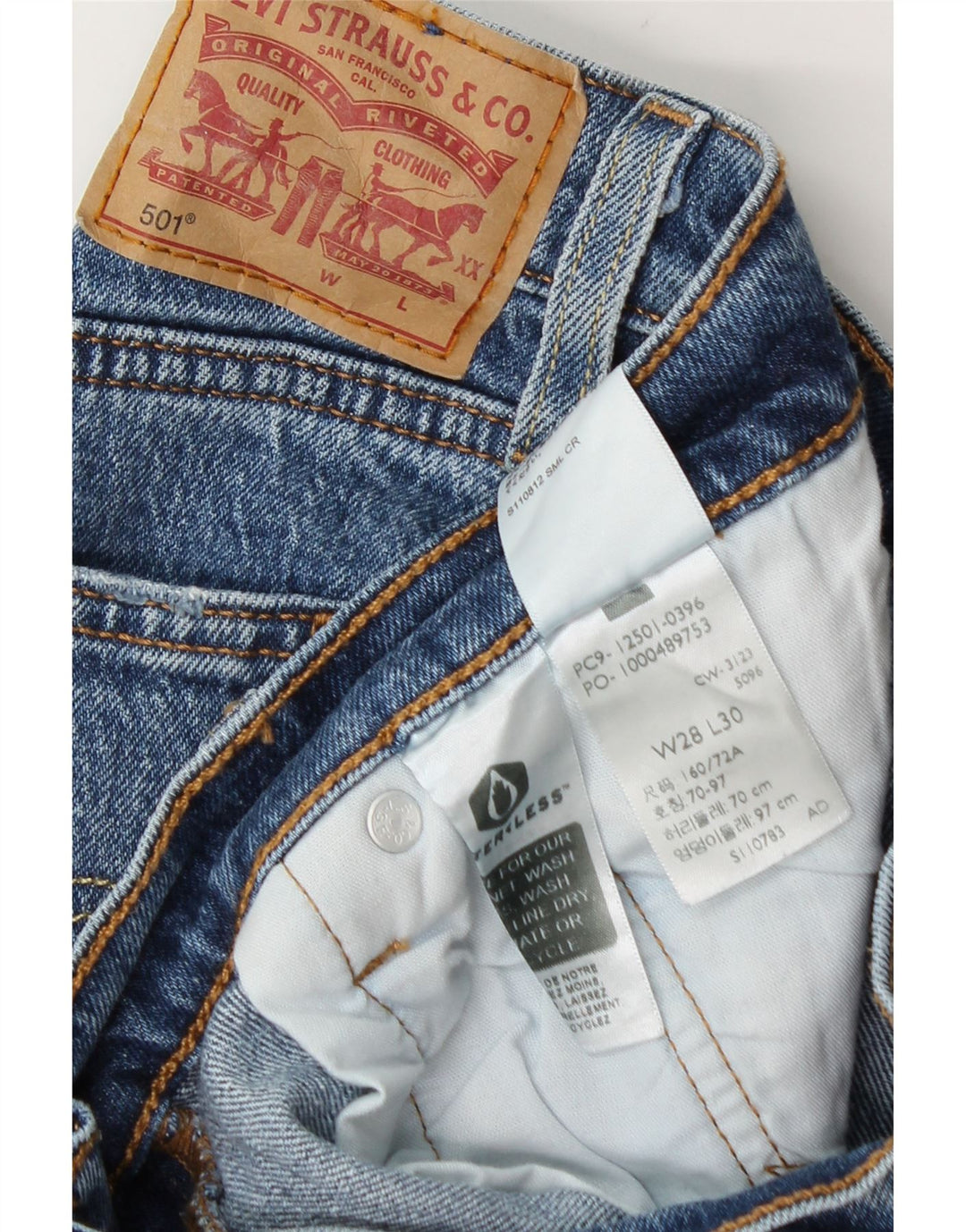 Blugi drepti pentru bărbați Levi's 501 W28 L30 Bumbac albastru