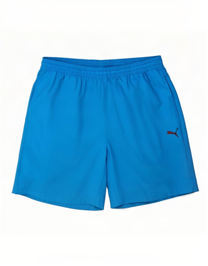Pantaloni scurți sport grafic Puma pentru bărbați, poliester albastru mediu