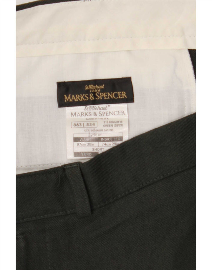 Pantaloni chino drepți pentru bărbați Marks & Spencer L38 L29 Poliester verde
