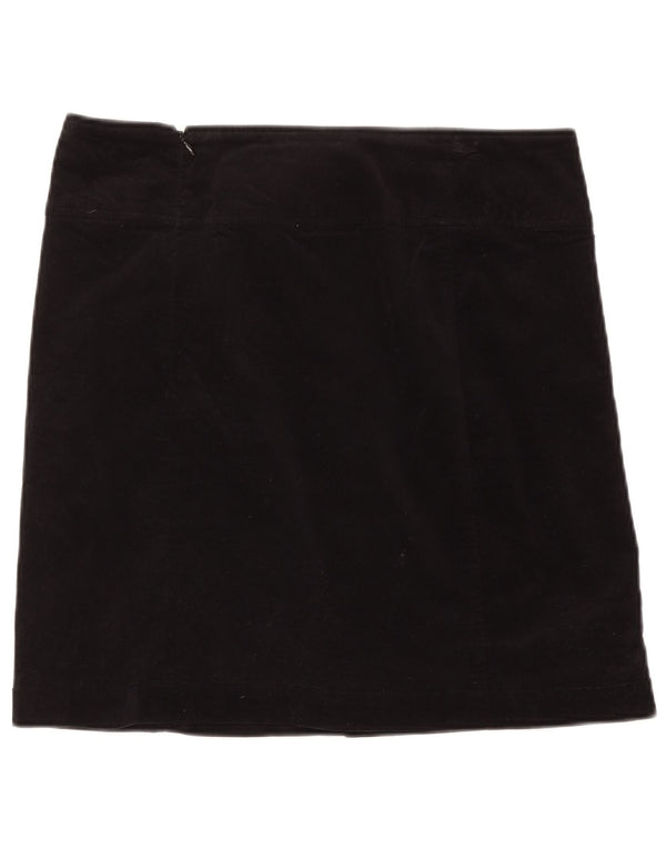 Fusta mini din catifea pentru femei Laura Ashley UK 14 mare W36 bumbac negru