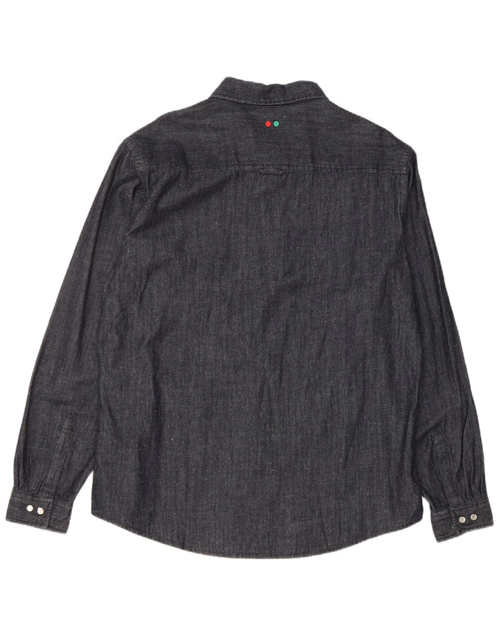 KICKERS Mens Denim Shirt XL Navy Blue Cotton