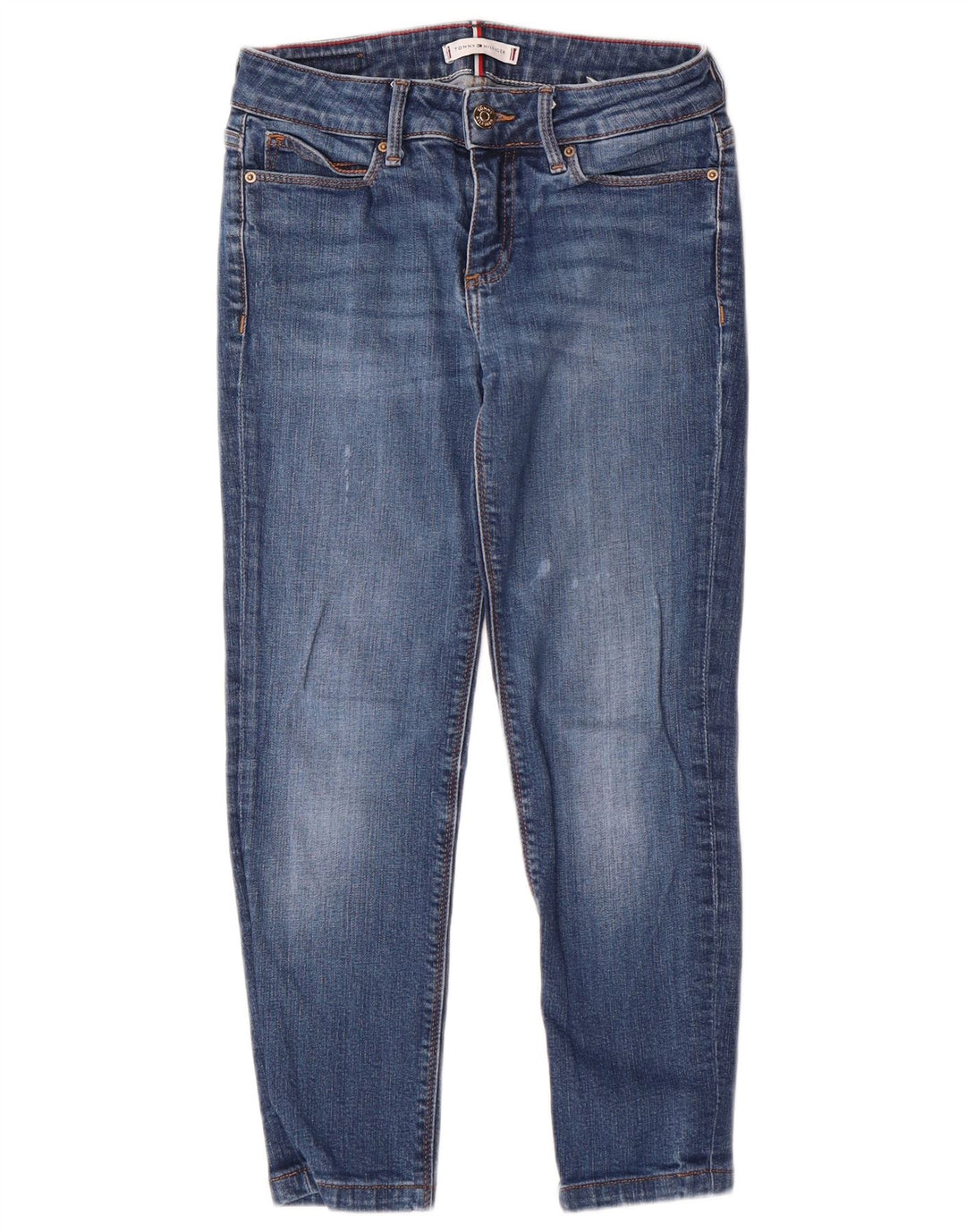 TOMMY HILFIGER Blugi skinny pentru fete 7-8 ani W24 L23 albastru bumbac