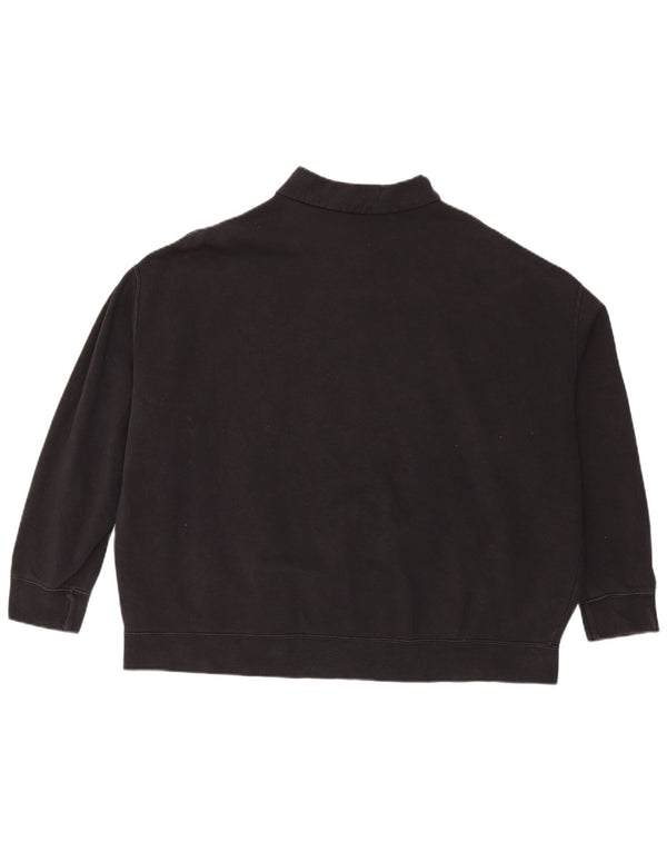 Pulover Nike pentru femei, supradimensionat, cu fermoar, cu gât, UK 16, mare, negru, bumbac