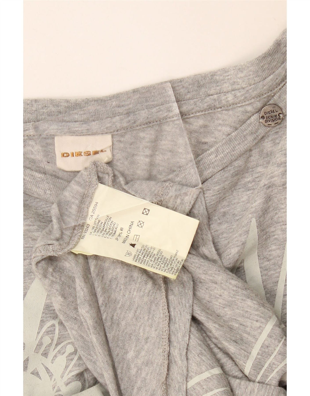 Tricou grafic supradimensionat pentru femei Diesel UK 14 Bumbac gri mediu