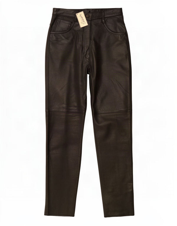 Vintage Womens Tapered Leather Trousers UK 12 Medium W26 L31 Black