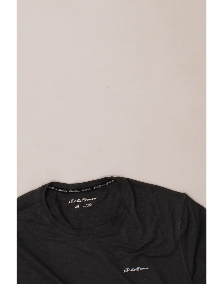 EDDIE BAUER Mens T-Shirt Top Large Grey Polyester Vintage Eddie Bauer and Second-Hand Eddie Bauer from Messina Hembry 
