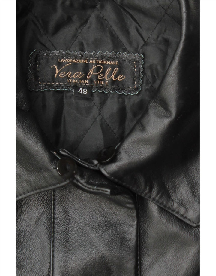 Palton din piele vintage pentru femei IT 48 XL din piele neagră