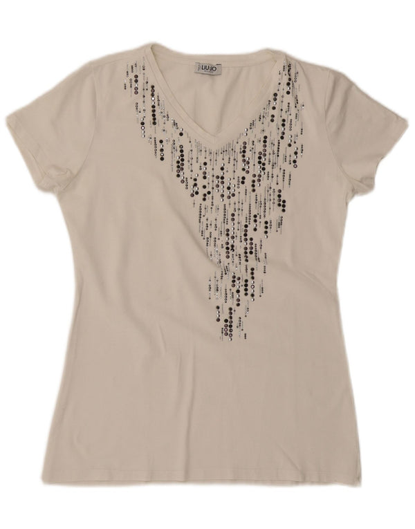 Tricou Milano pentru femei LIU JO Top UK 12 Medium White