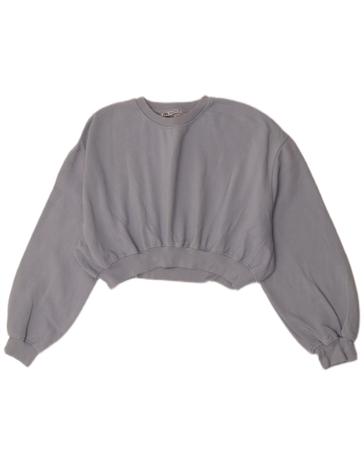 Pulover pentru damă Zara Crop Pulover UK 14, bumbac gri mediu