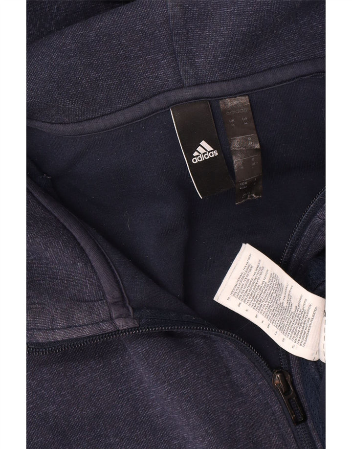 Pulover Adidas pentru bărbați, cu fermoar, bumbac, albastru, mediu