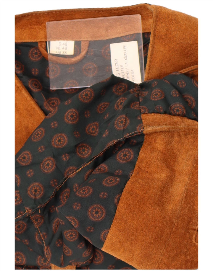Vestă vintage pentru bărbați din piele intoarsa UK 38 din piele maro medie
