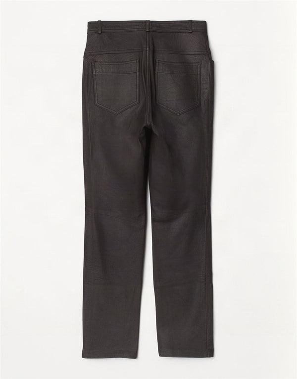 Pantaloni drepți din piele vintage pentru femei UK 12 Medium W28 L30 Negru