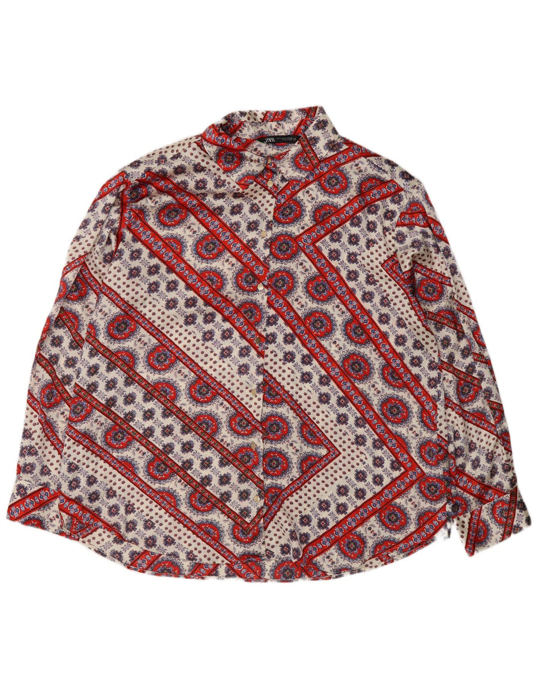 Bluză cămașă pentru femei Zara UK 16 Poliester floral multicolor mare