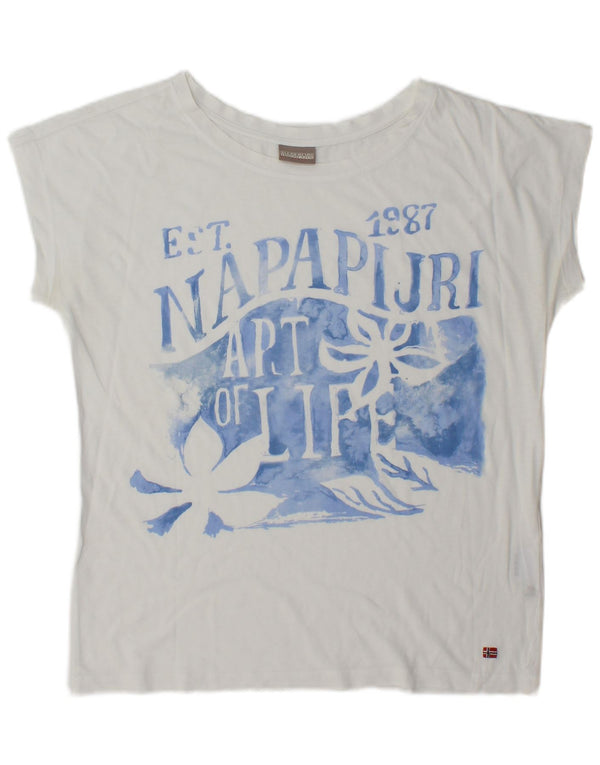 Tricou grafic Napapijri pentru femei Top UK 14 Medium White