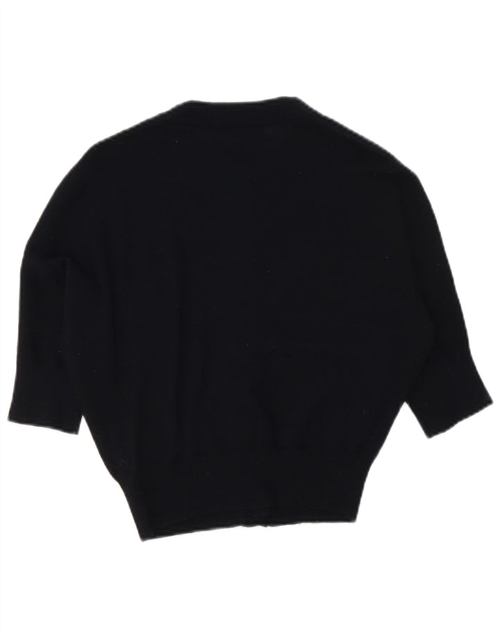 Max & Co. Pulover cardigan cu mâneci 3/4 pentru femei UK 14 Lână neagră medie