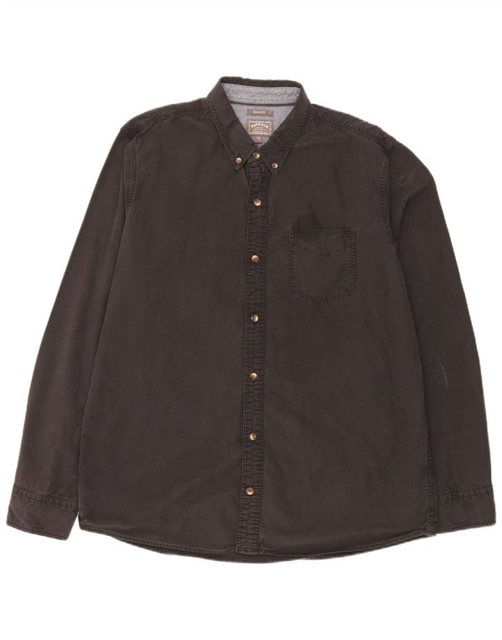 Cămașă Slim Fit pentru bărbați Fat Face XL, bumbac negru