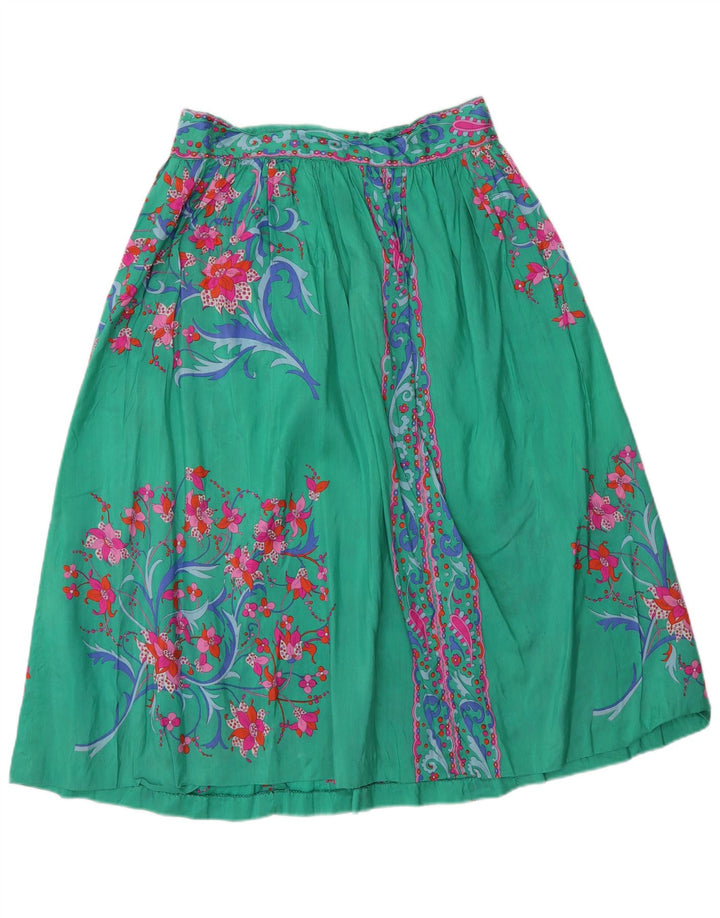 Fusta evazată Vintage pentru femei W28 Medium Green Floral