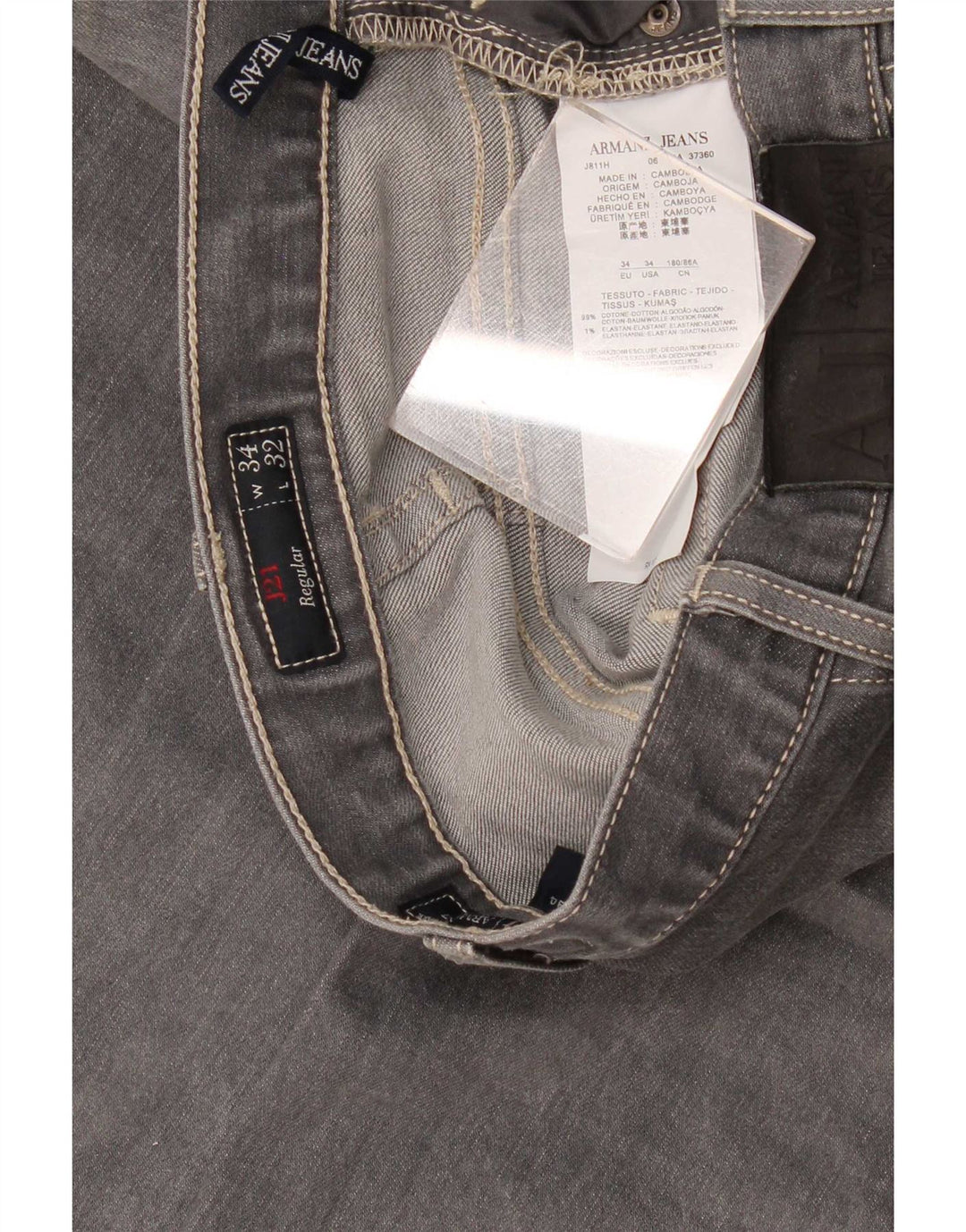 Blugi drepti pentru femei Armani L34 L32 bumbac gri