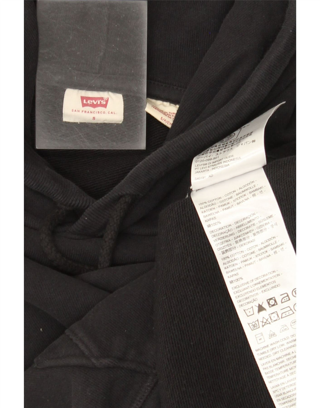 Pulover Levi's pentru bărbați, bumbac mic, negru