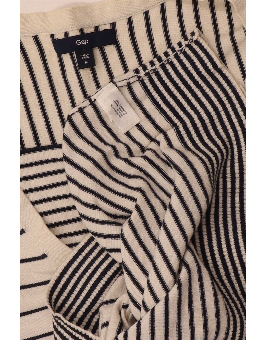 Pulover cardigan pentru femei Gap UK 12 Bumbac cu dungi albe medii