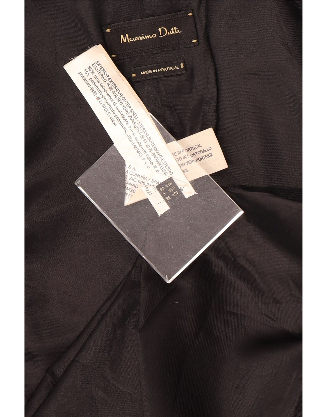 Massimo Dutti Palton dublu pentru femei EU 38 Lână neagră mică