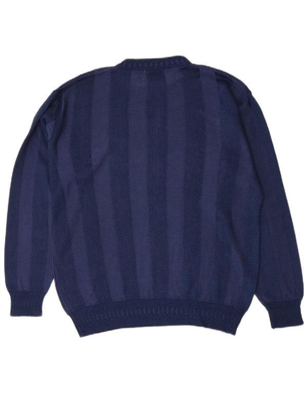 NANI BON Pulover pentru bărbați cu gât roșu IT 48 Medium Bleumarin Rayon cu dungi