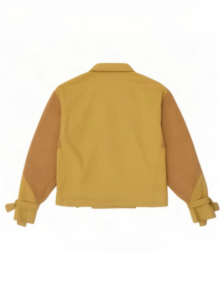 Jachetă vintage pentru femei Batwing Bomber UK 14, bumbac galben mediu