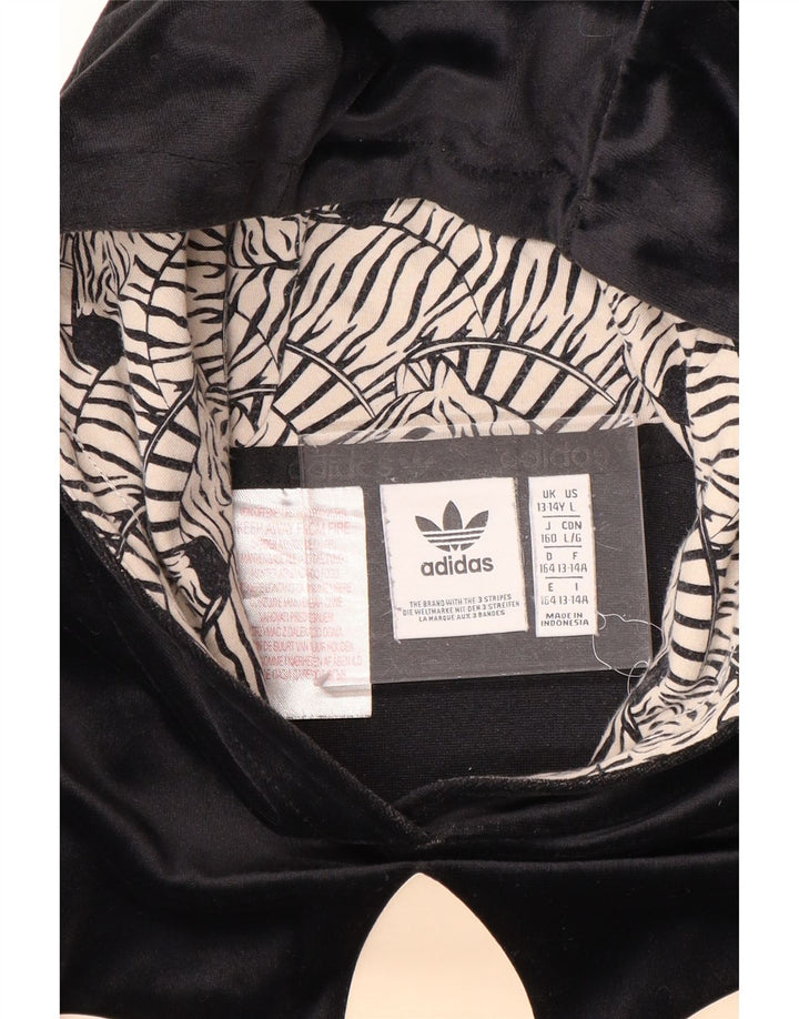 Pulover ADIDAS pentru fete cu grafic din velur, 13-14 ani, negru