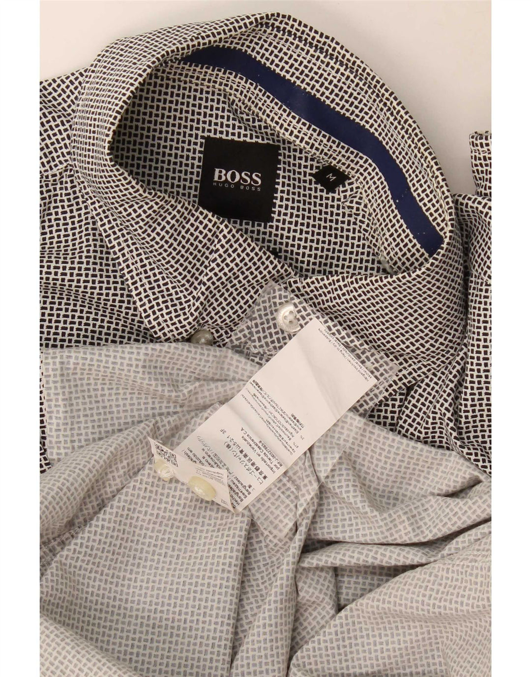 Cămașă pentru bărbați Hugo Boss Regular Fit, bumbac geometric negru mediu