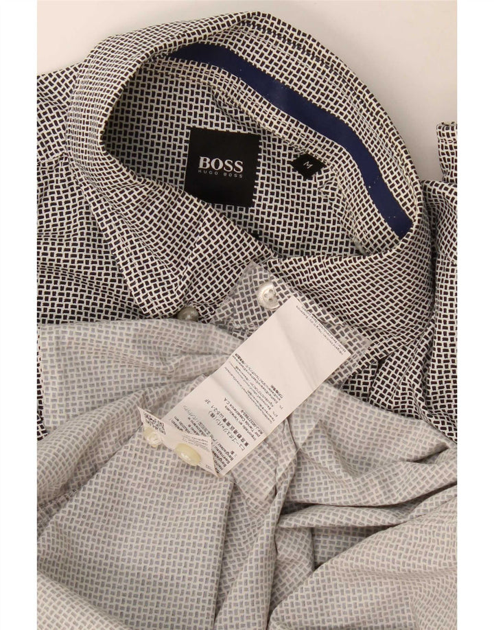 Cămașă pentru bărbați Hugo Boss Regular Fit, bumbac geometric negru mediu
