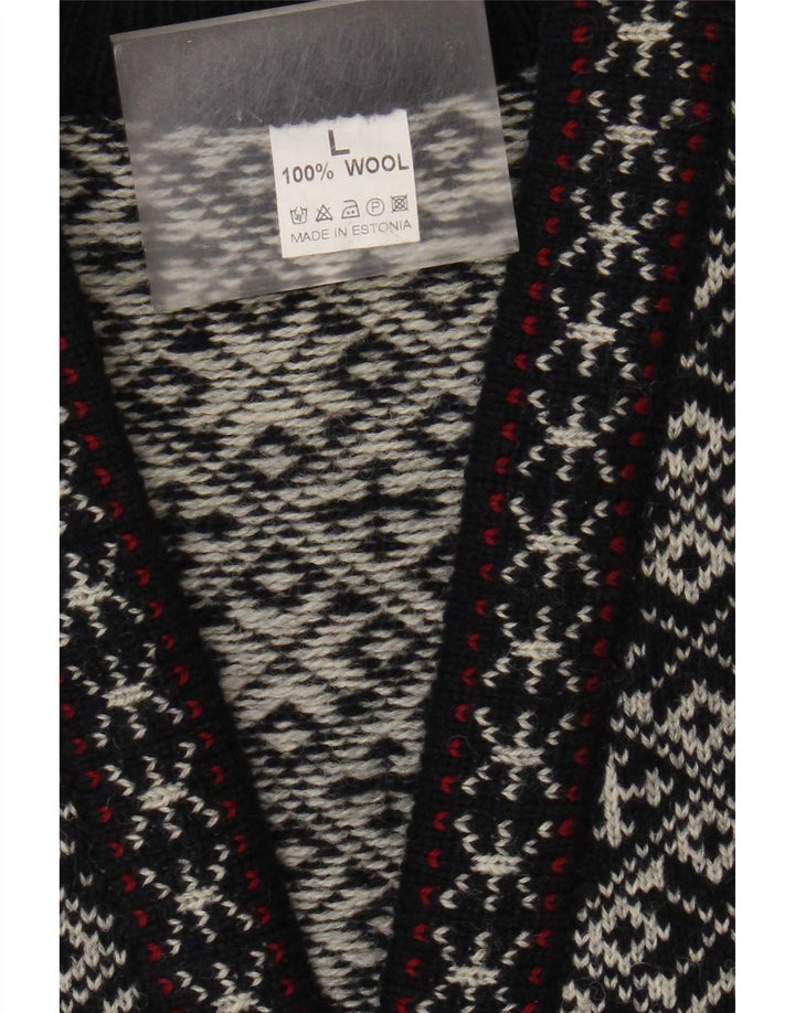 Vestă vintage pentru bărbați, mare, lână geometrică, albastru
