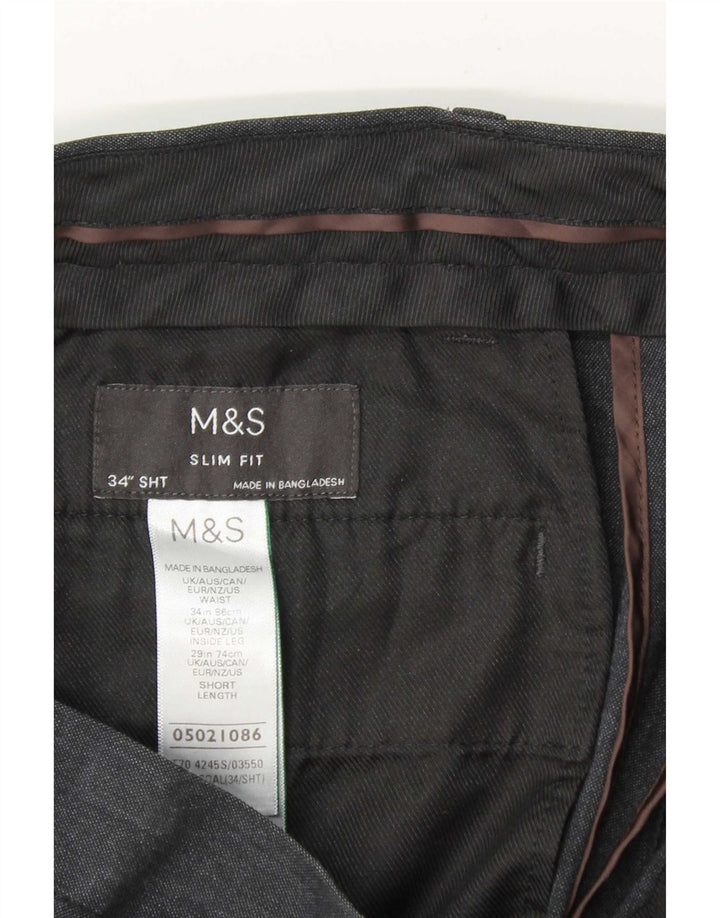 Pantaloni chino pentru bărbați Marks & Spencer Slim Fit L34 L29 Poliester bleumarin