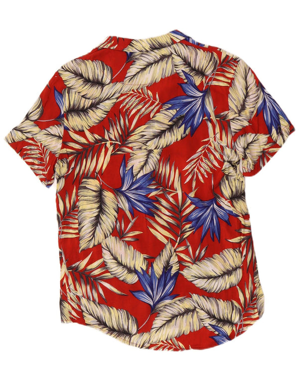 Cămașă vintage hawaiană cu mânecă scurtă pentru bărbați, mare, roșu, raion floral