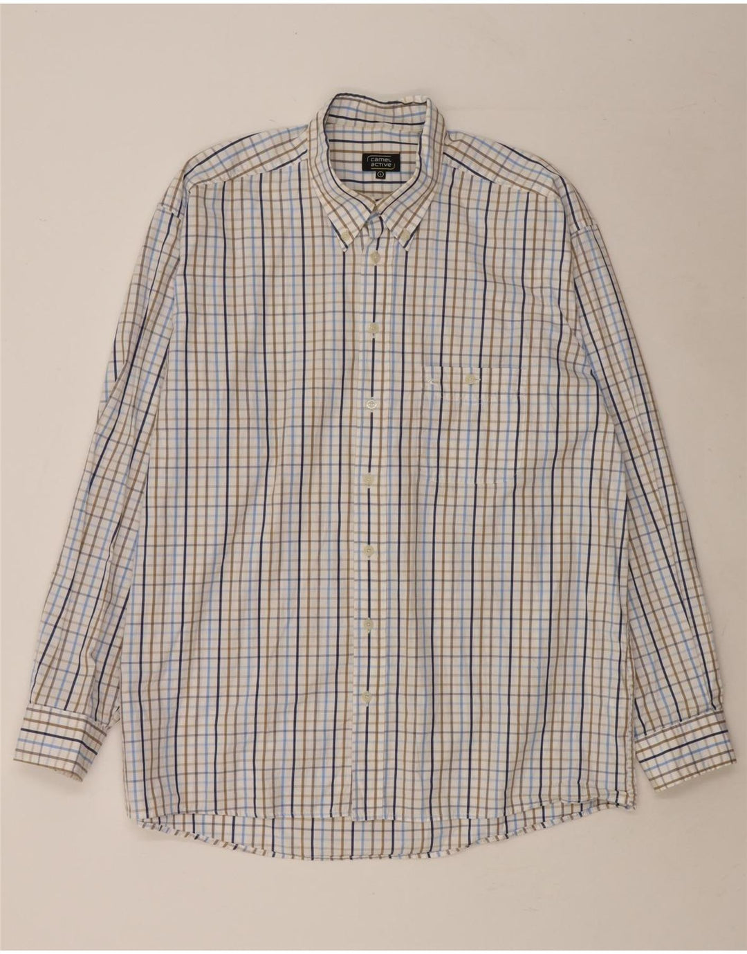 CAMEL ACTIVE Mens Shirt Large White Check Cotton