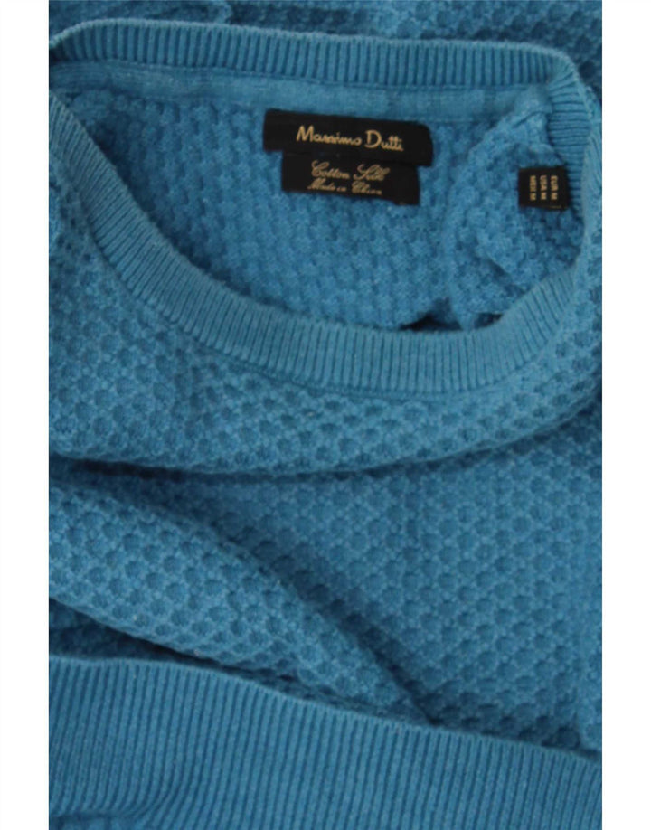 Pulover Massimo Dutti pentru bărbați, cu gât de barcă, bumbac albastru mediu
