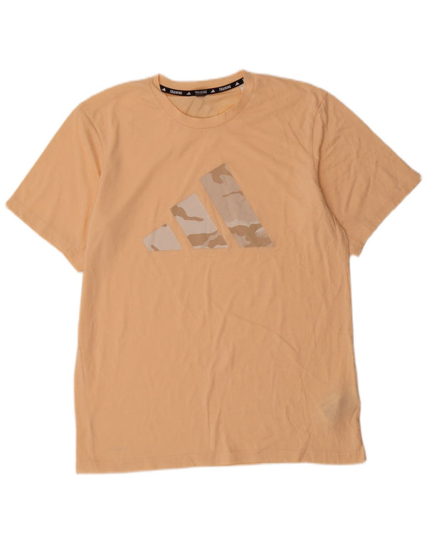 Tricou cu grafic de antrenament Adidas pentru bărbați Top Medium Bej Bumbac