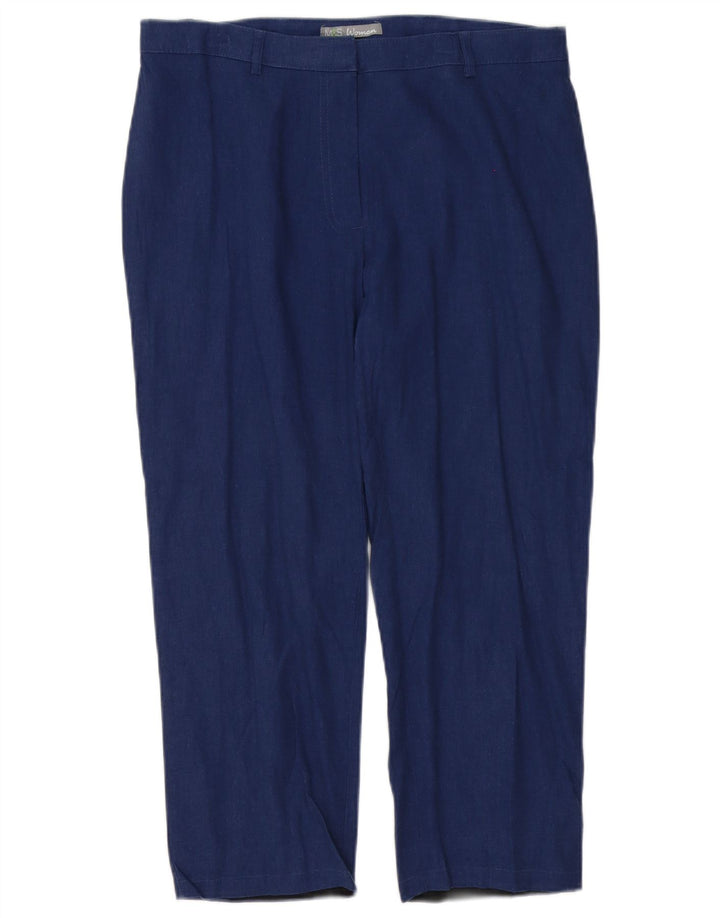 Pantaloni Capri pentru femei Marks & Spencer UK 12 Medium W32 L23 Blue Linen