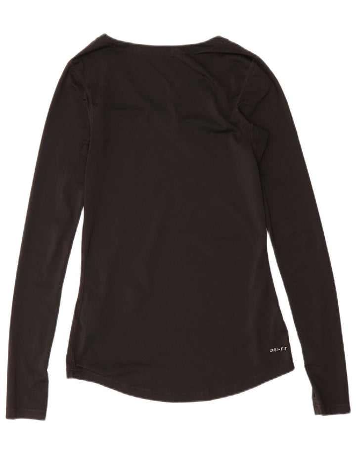 Nike Dri Fit Top cu mânecă lungă pentru femei UK 8 Small Negru Poliester