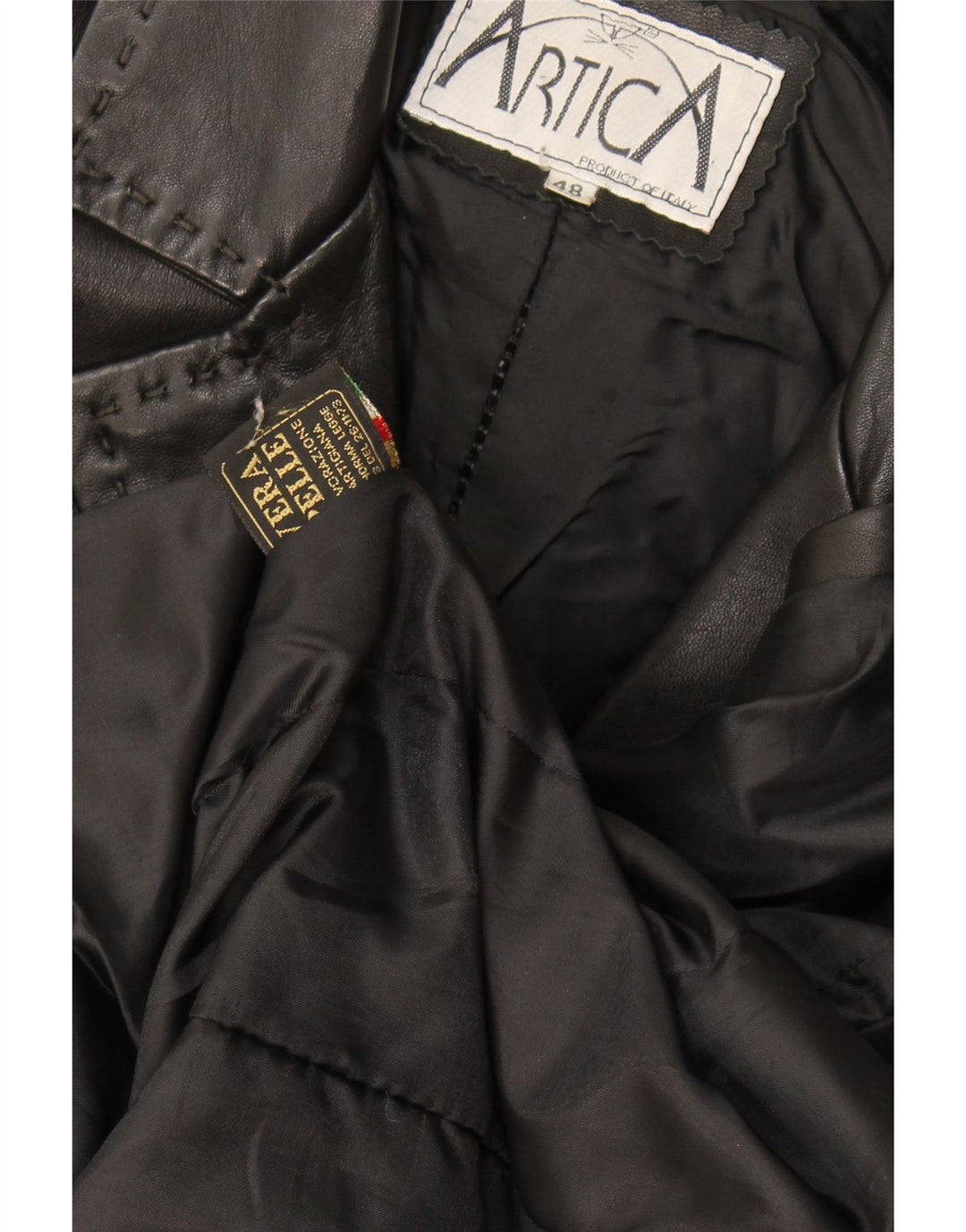 Palton din piele vintage pentru femei IT 48 XL din piele neagră