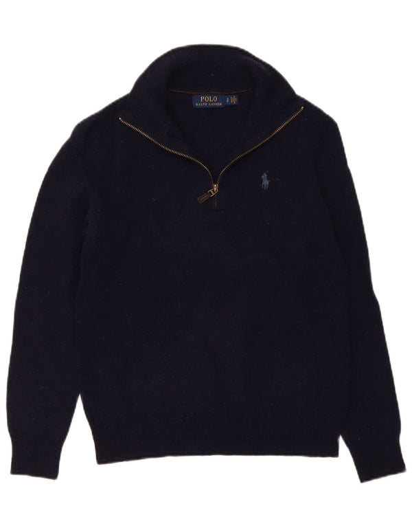 Pulover Polo Ralph Lauren pentru damă, cu fermoar, cu gât, UK 10, lână, albastru mic