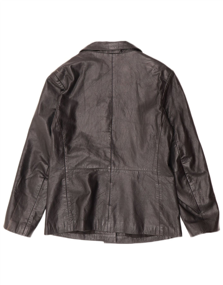 Jachetă de piele vintage pentru femei UK 12 Medium Black Leather