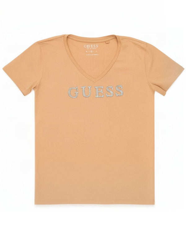 Tricou grafic Guess pentru femei Top UK 12 Medium Beige Bumbac