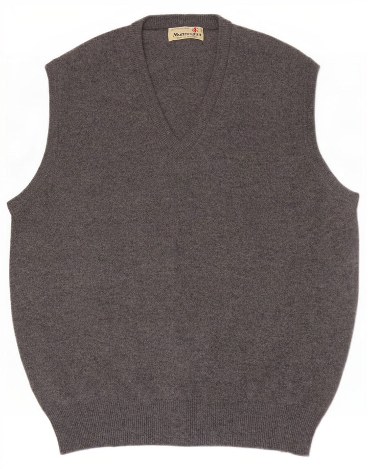 Munrospun Mens Vest Tank Top EU 52 Mare Lână Gri