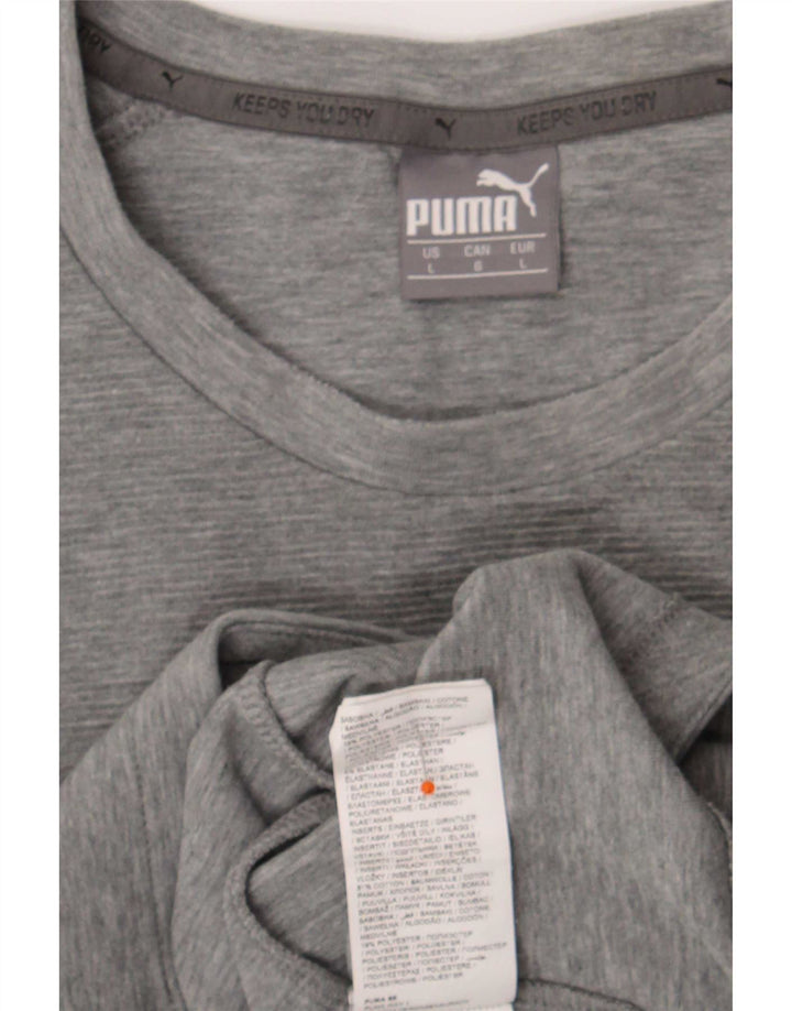 Top pentru bărbați Puma cu mânecă lungă, mare, gri, color block, bumbac